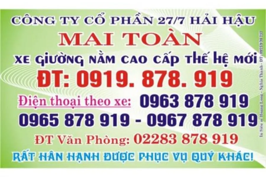 Nhà Xe Mai Toàn – Thông Tin SĐT, Giá Vé, Tuyến & Lịch Trình